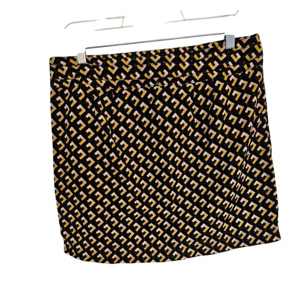 Loft Corduroy Skirt Size 8 Black retro print micro mini - Picture 2 of 5